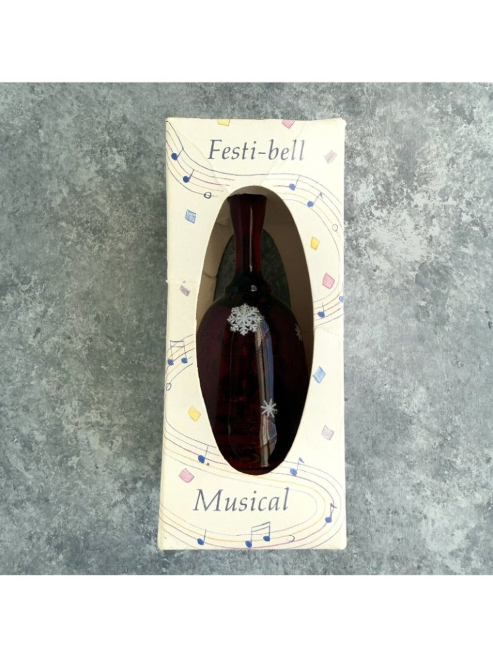 Fenton Festi-Bell Glass Red Hand Painted Snowflakes Christmas Musical Bell 4.5” - Picture 4 of 9